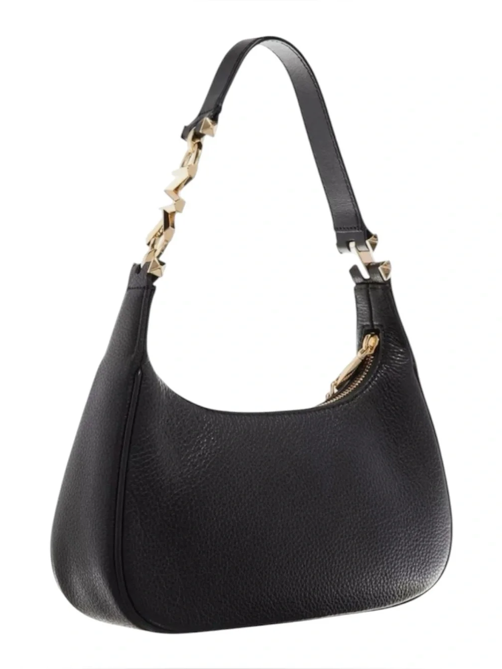 Michael Kors Black Pebbled Leather Hobo with Gold Chain Accent